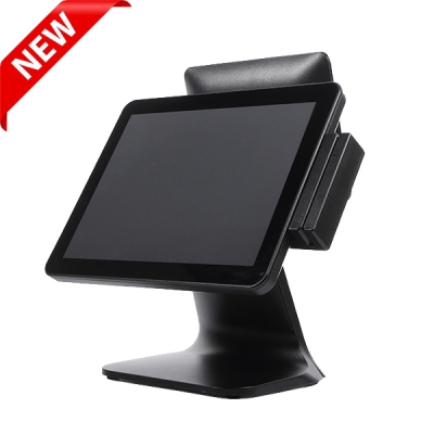 New Arrived S800D 15 inch Dual screen POS machine with 10 Inch Customer Display Aluminium Base